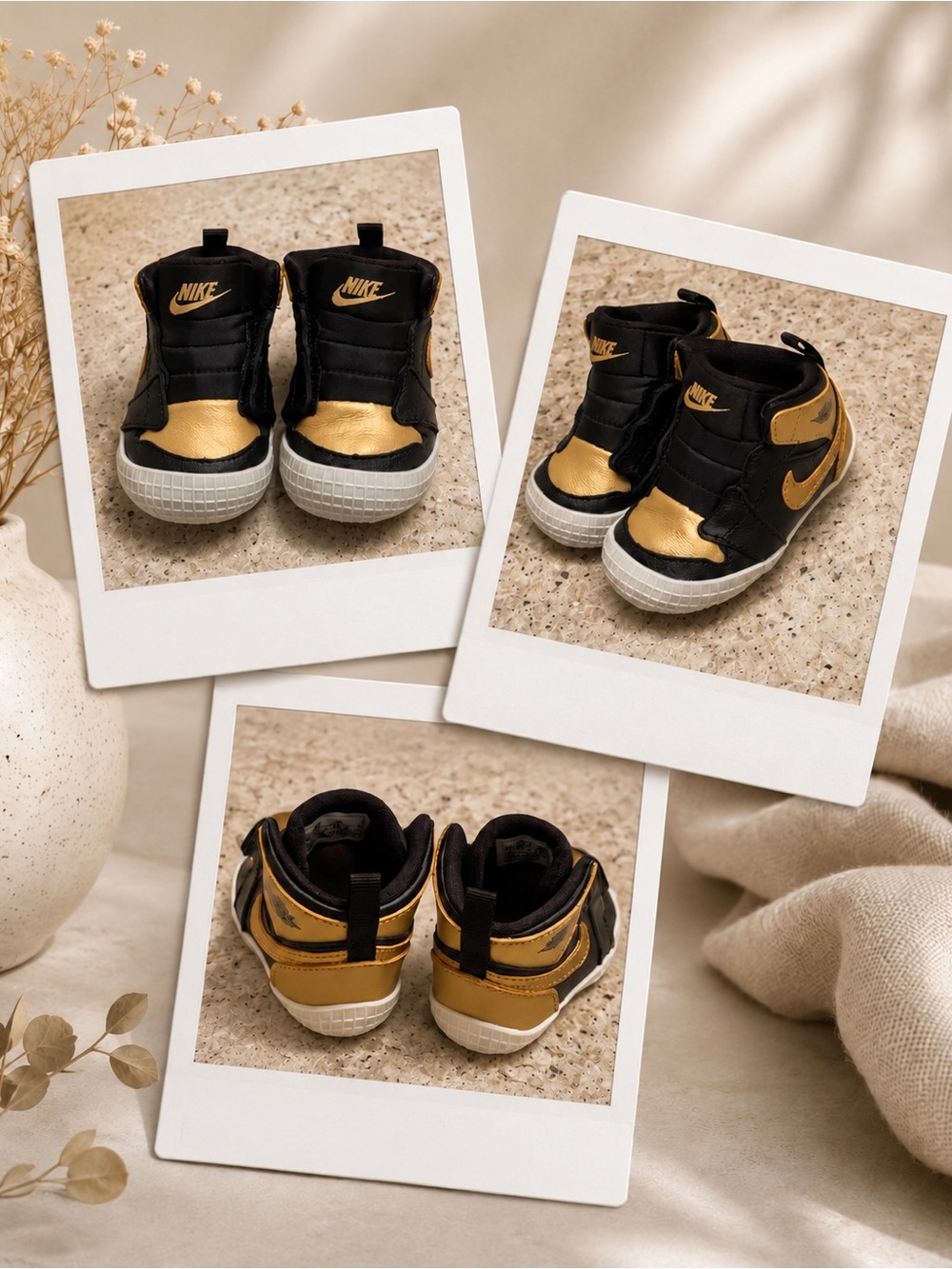 Air Jordan 1 "Black Metallic Gold" Crib Booties